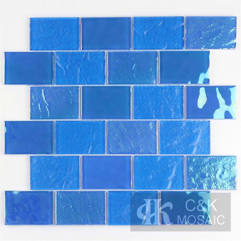 Crystal Blue Mixed Glass Mosaic Tiles for Wall MCBW7014B
