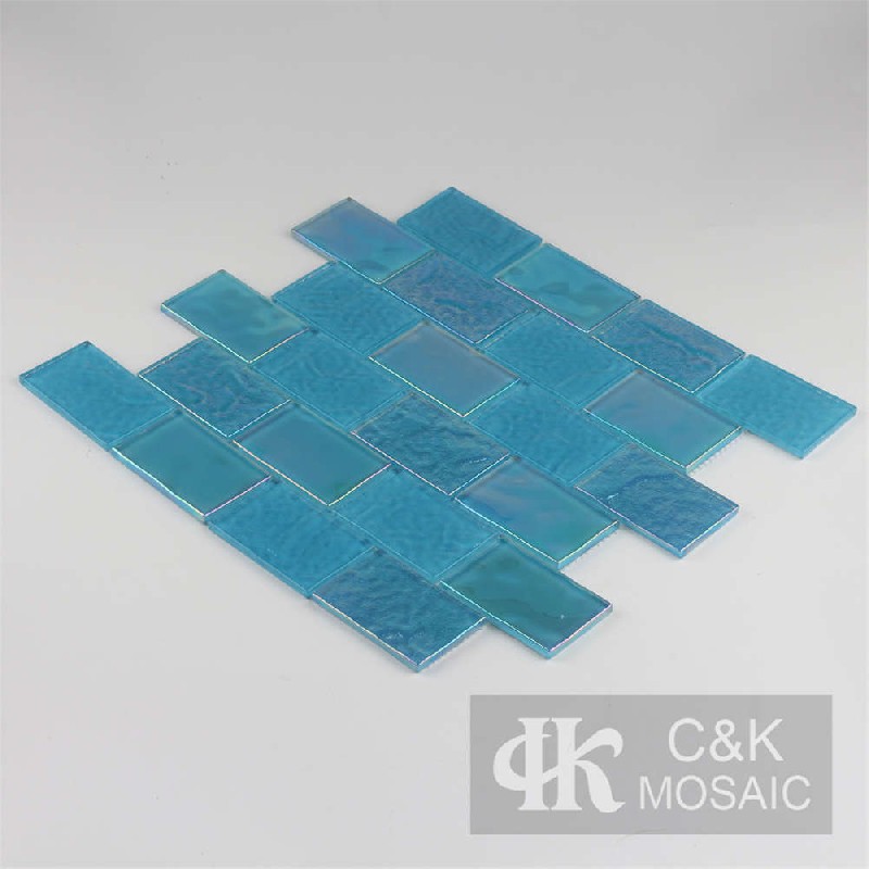 Crystal Blue Mixed Glass Mosaic Tiles for Wall MCBW7016B