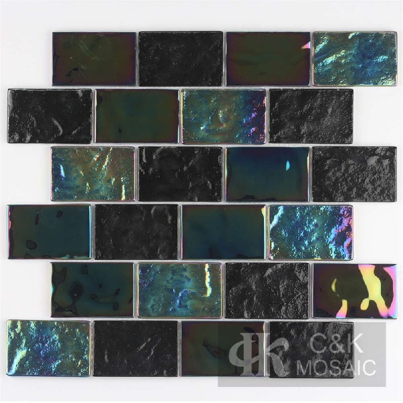 Crystal Black Mixed Glass Mosaic Tiles for Wall MCBW8012B