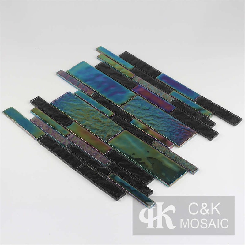 Crystal Black Mixed Glass Mosaic Tiles for Wall MCBW8013B