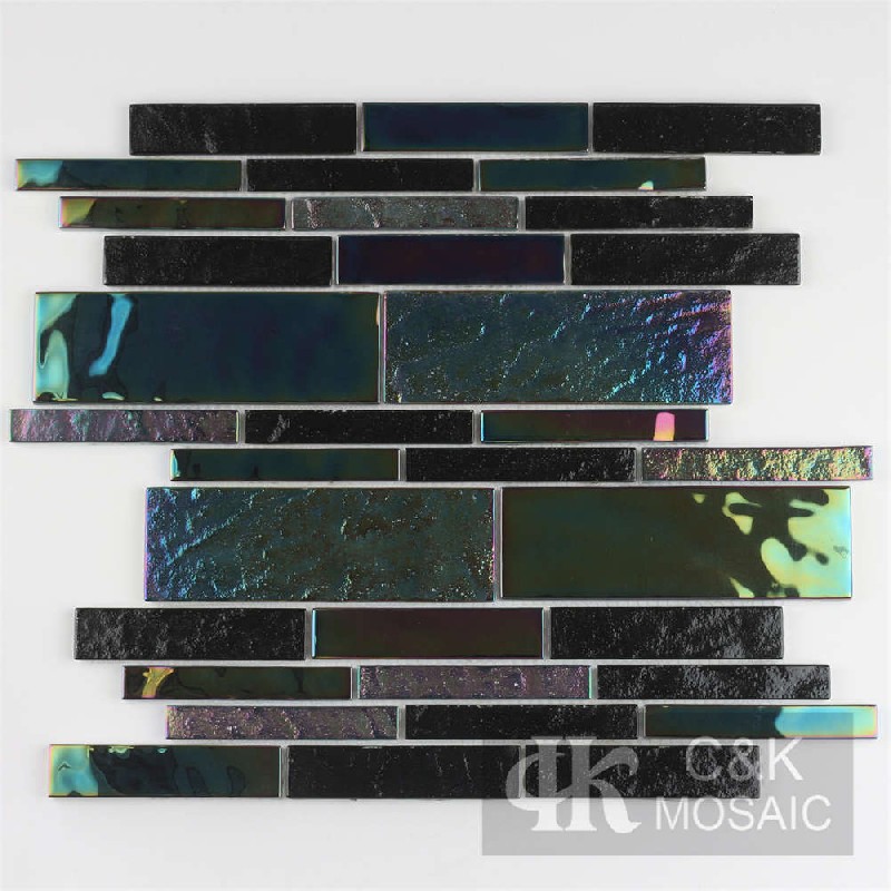 Crystal Black Mixed Glass Mosaic Tiles for Wall MCBW8013B