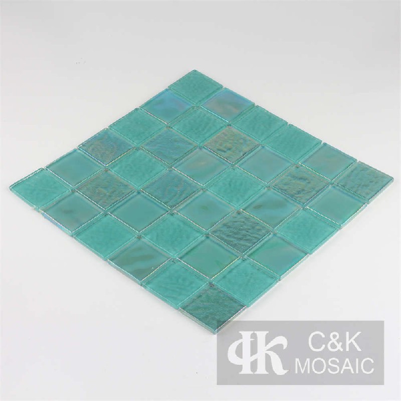 Crystal Green Mixed Square Glass Mosaic Tiles for Swimming Pool MCSW6003