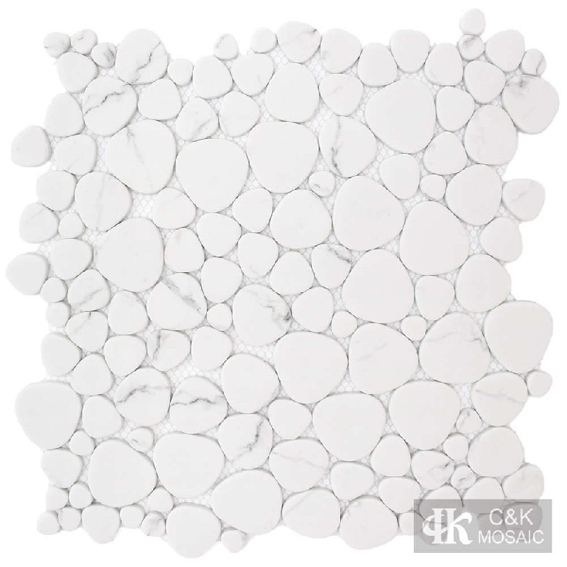 Hot selling White Oval Glass Inkjet Printing Mosaic For Spa SABQ105