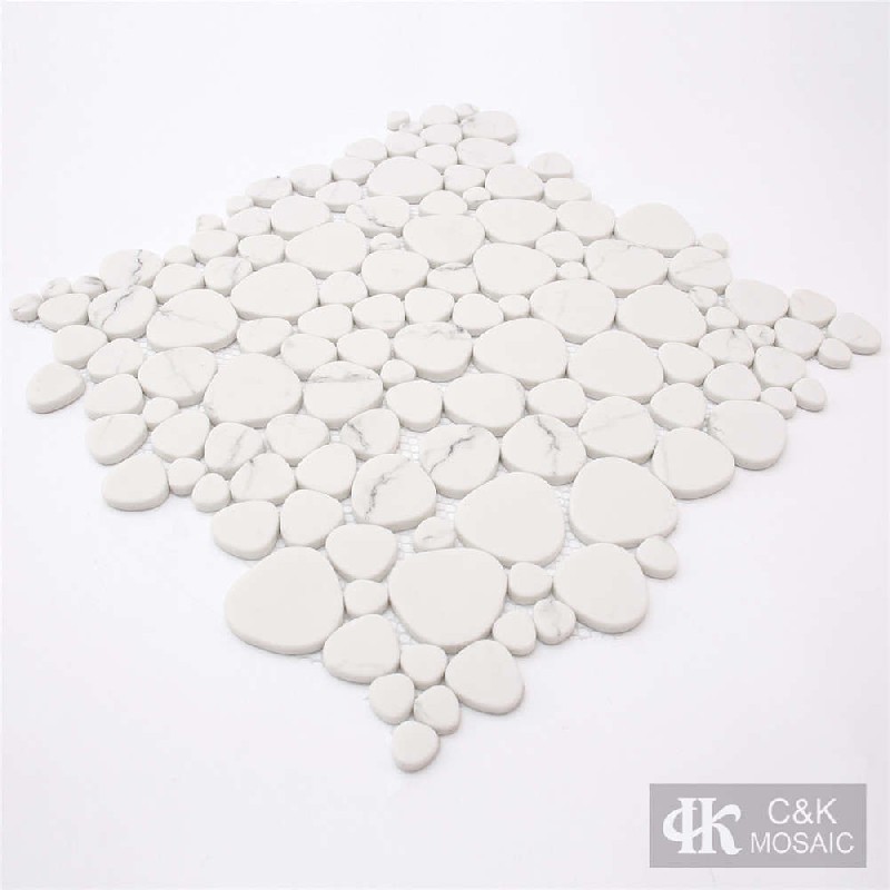 Hot selling White Oval Glass Inkjet Printing Mosaic For Spa SABQ105