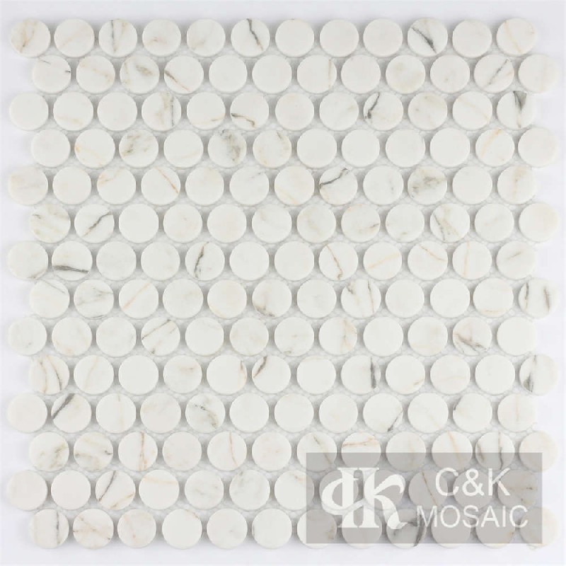 Modern White Round Glass Inkjet Printing Mosaic For Spa 23SRQ2215