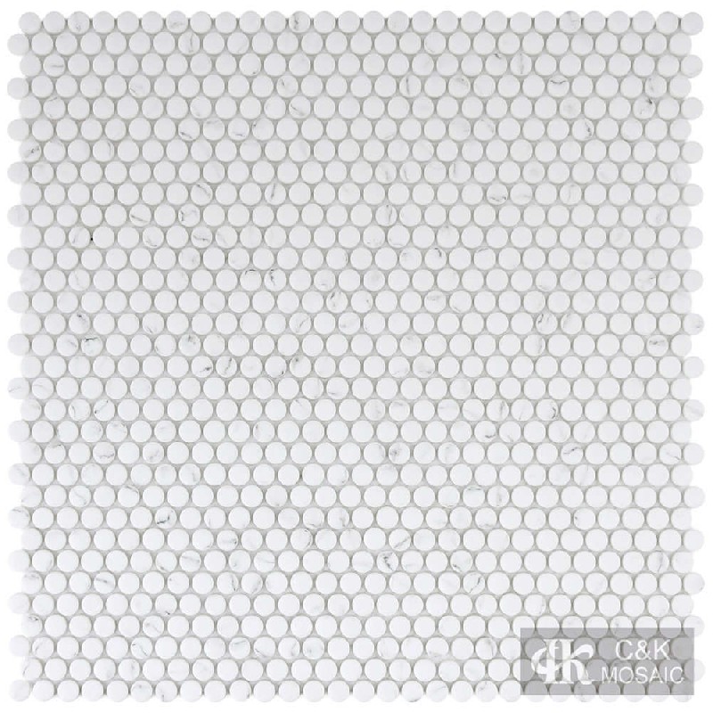 Hot Selling White Round Glass Inkjet Printing Mosaic For Kitchen 10SRQ105