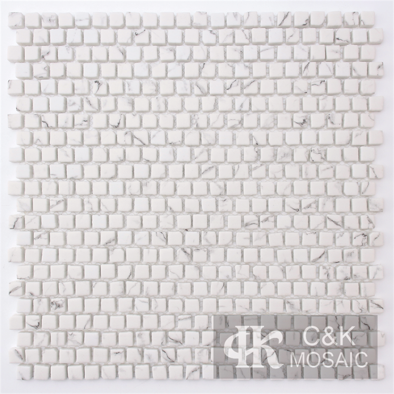 New White Square Glass Inkjet Printing Mosaic For Bathroom SDSQA105