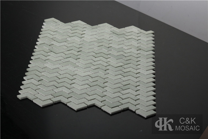 Modern Green Chevron Glass Mosaic Tiles For Bathroom MNAM6011B