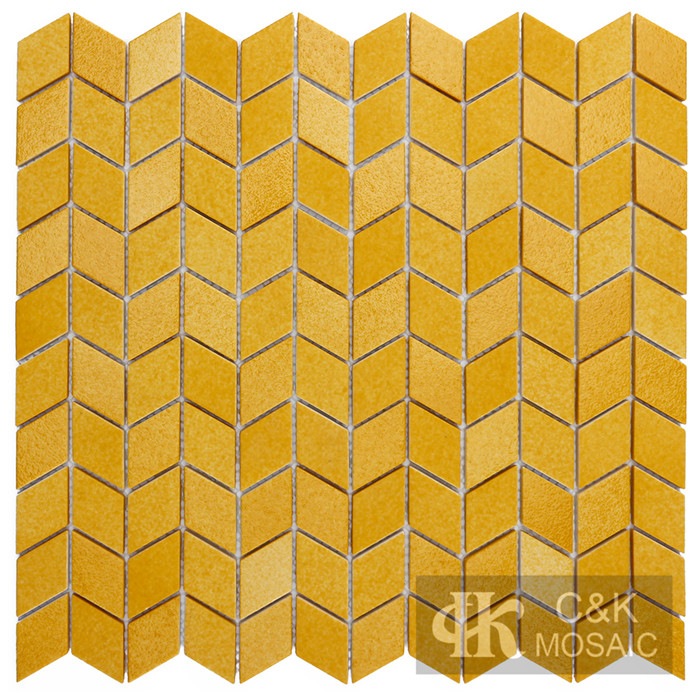 Fashion Yellow Diamond Recycled Glass Mosaic For Backsplash MNLM9003Z