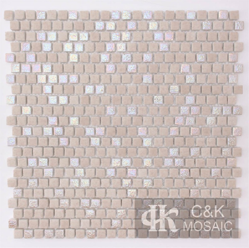 Hot Selling Beige Square Glass Mosaic For Spa MNDSM3001