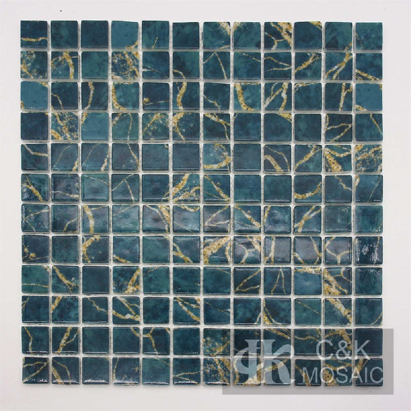 Unique Green Square Glass Mosaic For Kitchen 23SSQ610-G