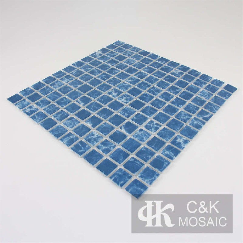 Beautiful Blue Square Glass Mosaic For Spa 23SSQ766-G