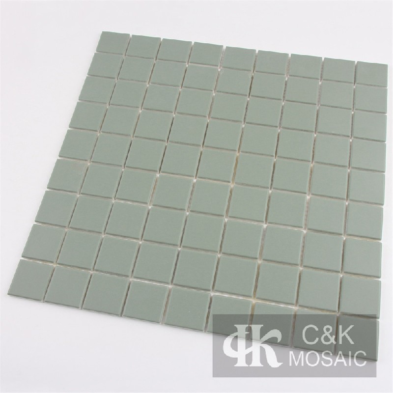 Matte Green Square Glass Mosaic Tiles For Kitchen Backsplashes 34JSP106