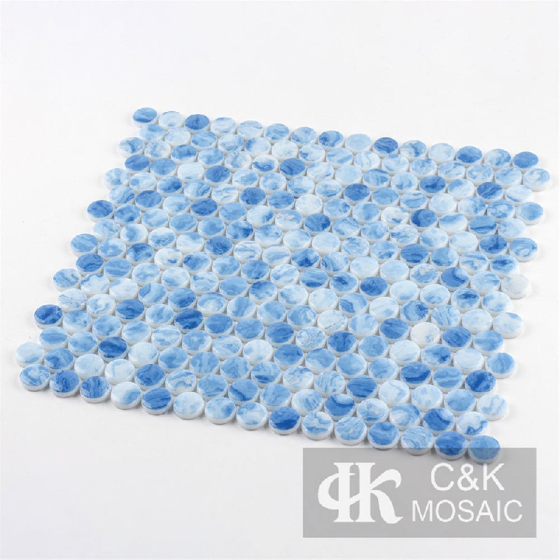 Beautiful Blue Round Glass Mosaic For Bedroom 20SRQC782-G