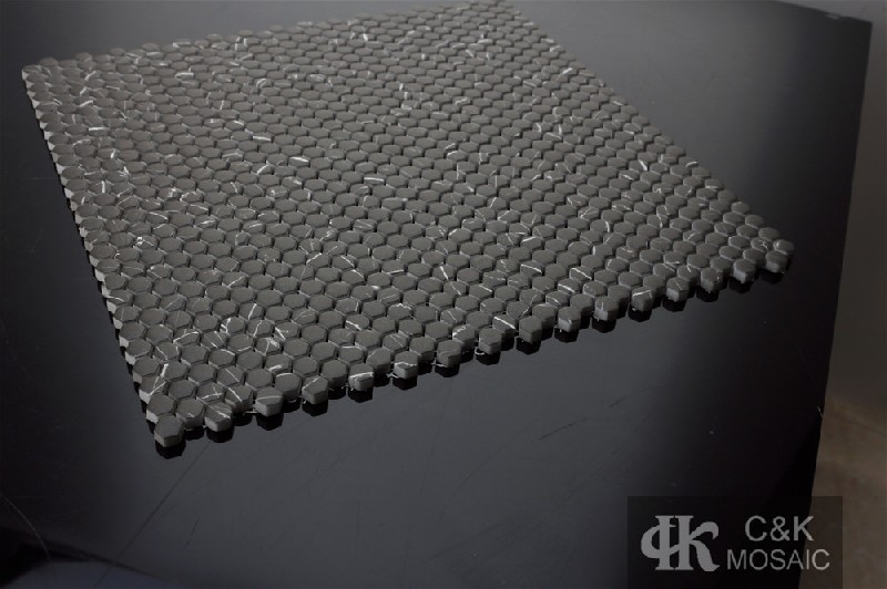 Modern Black Hexagon Glass Mosaic For Backsplash 10SHQA803