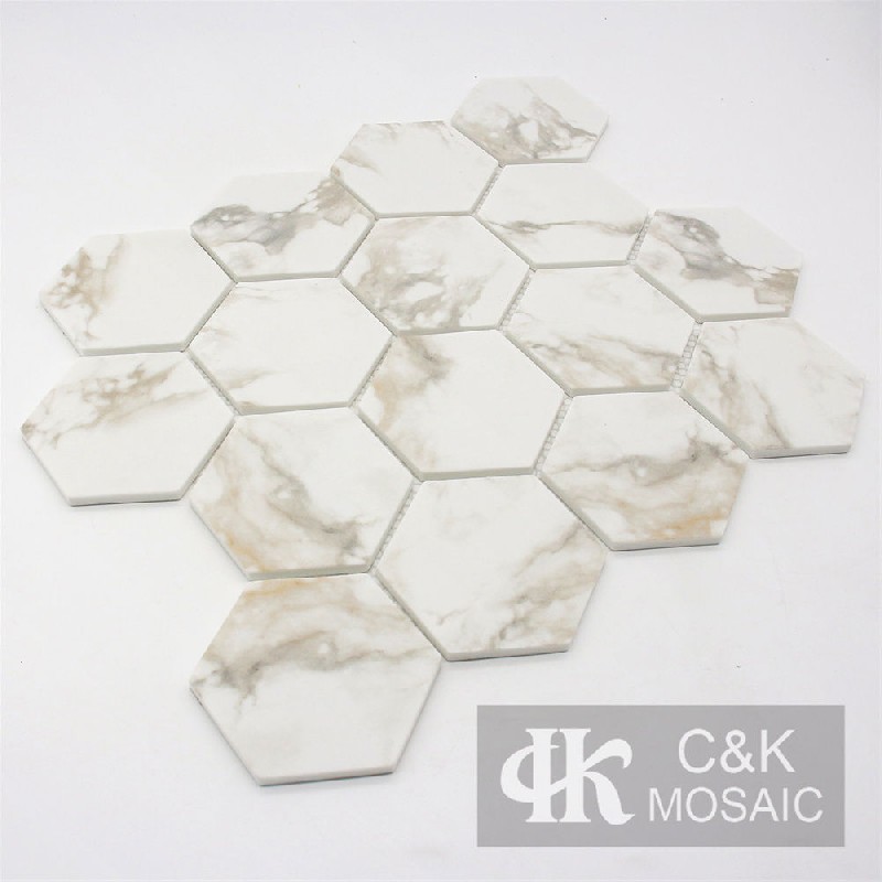 Unique White Hexagon Glass Mosaic For Bedroom 73SHQ160