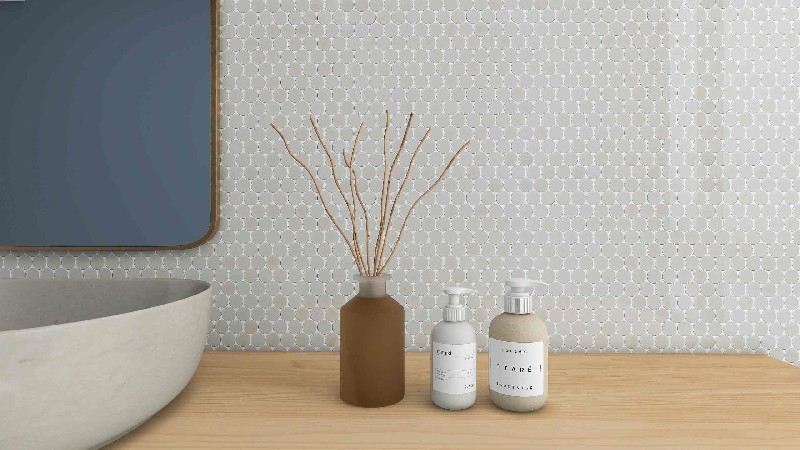 Classical White Round Glass Mosaic Tiles For Kitchen MSRW1034