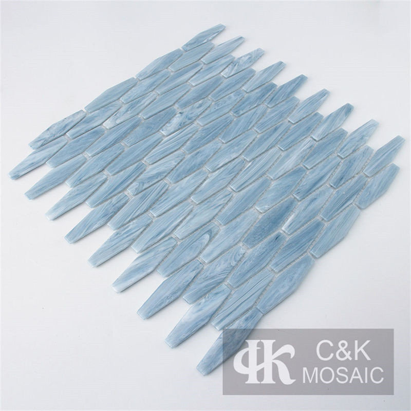 Hot Selling Blue Long Hexagon Glass Mosaic Tile for Wall 2072DLG701
