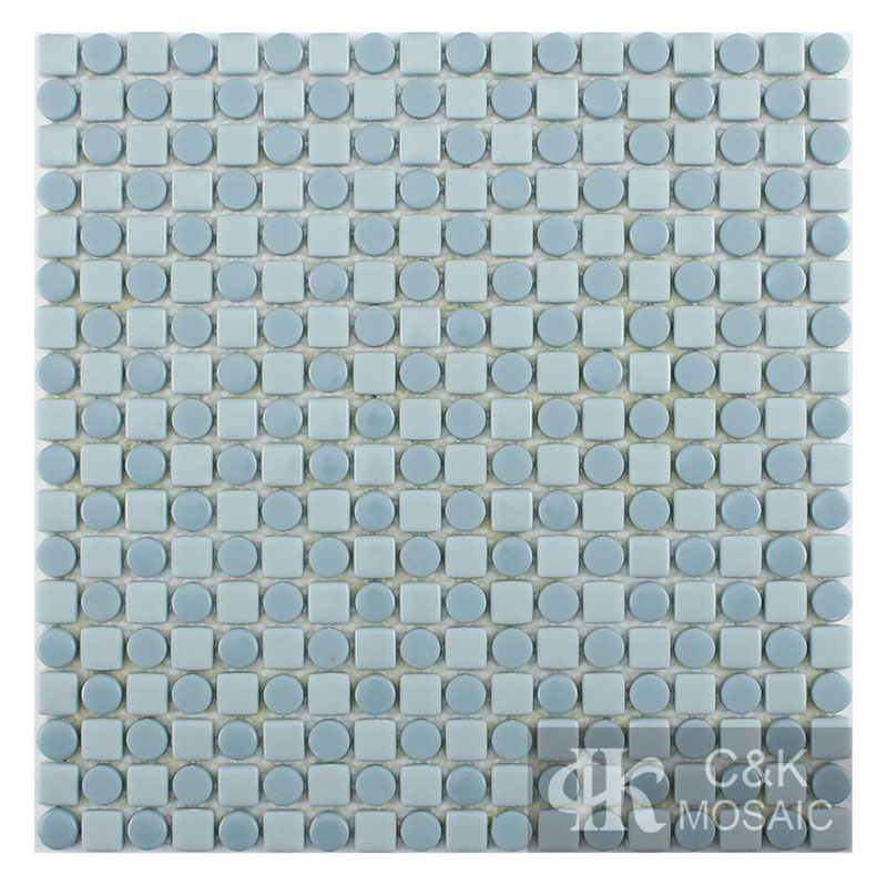 Decorative Blue Square and Round  Glass Mosaic For Backsplash MSSM7006