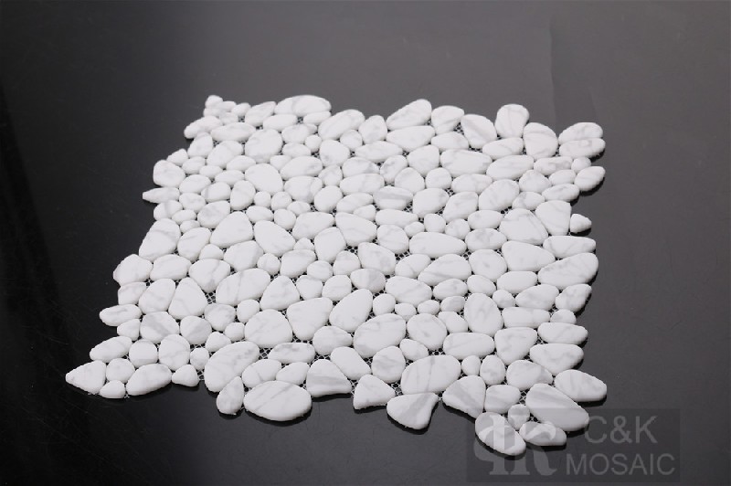 Hot Selling White Oval Glass Inkjet Printing Mosaic For Backsplash MSDQ1033