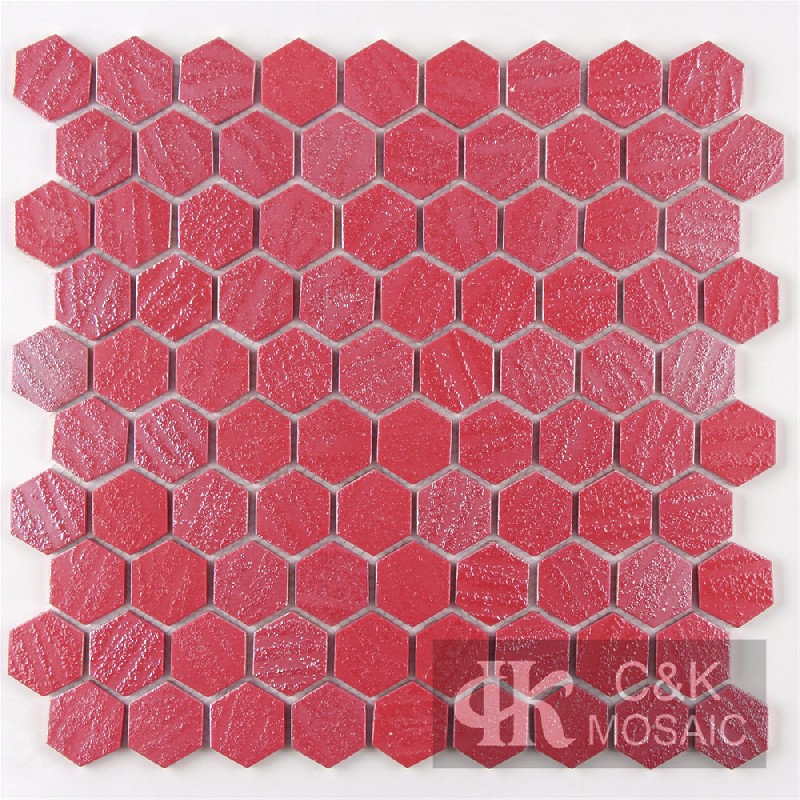 Unique Red Hexagon Glass Mosaic For Backsplash MSHW9002